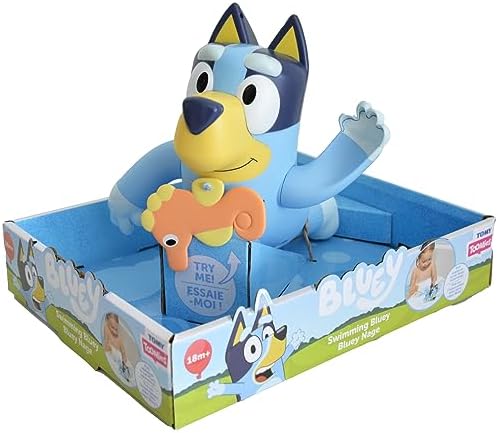Tomy Toomies Swimming Bluey Bath Toy with Seahorse - Bluey Toys for Toddlers – Toddler Bath Toys for Tub or Pool That Swims on Back or Front – Ages 18 Months and Up