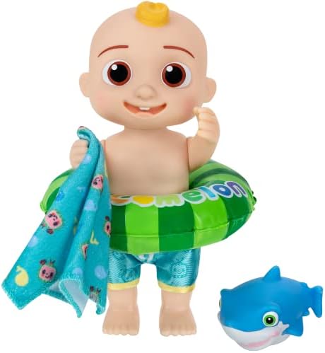 Cocomelon - Splish Splash JJ Doll- with Shark Bath Squirter and Water Accessories Water Play - Toys for Kids and Preschoolers - Amazon Exclusive