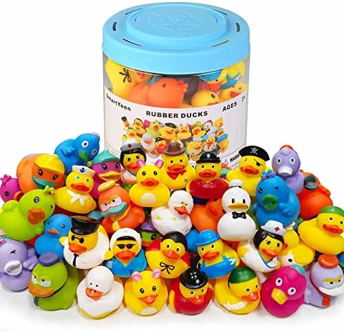 SmartYeen 30pcs Rubber Ducks Bath Toys for Toddlers 1-3,Assorted Duckies bathtime Soft Baby Pool Toys Birthday Gifts