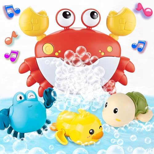 Baby Bath Toys for Toddlers, Crab Bath Bubble Maker with 12 Songs, 3 Pack Wind-up Pool Toys for Kid, Bathtub Toys As Birthday Gift for Boys Girls