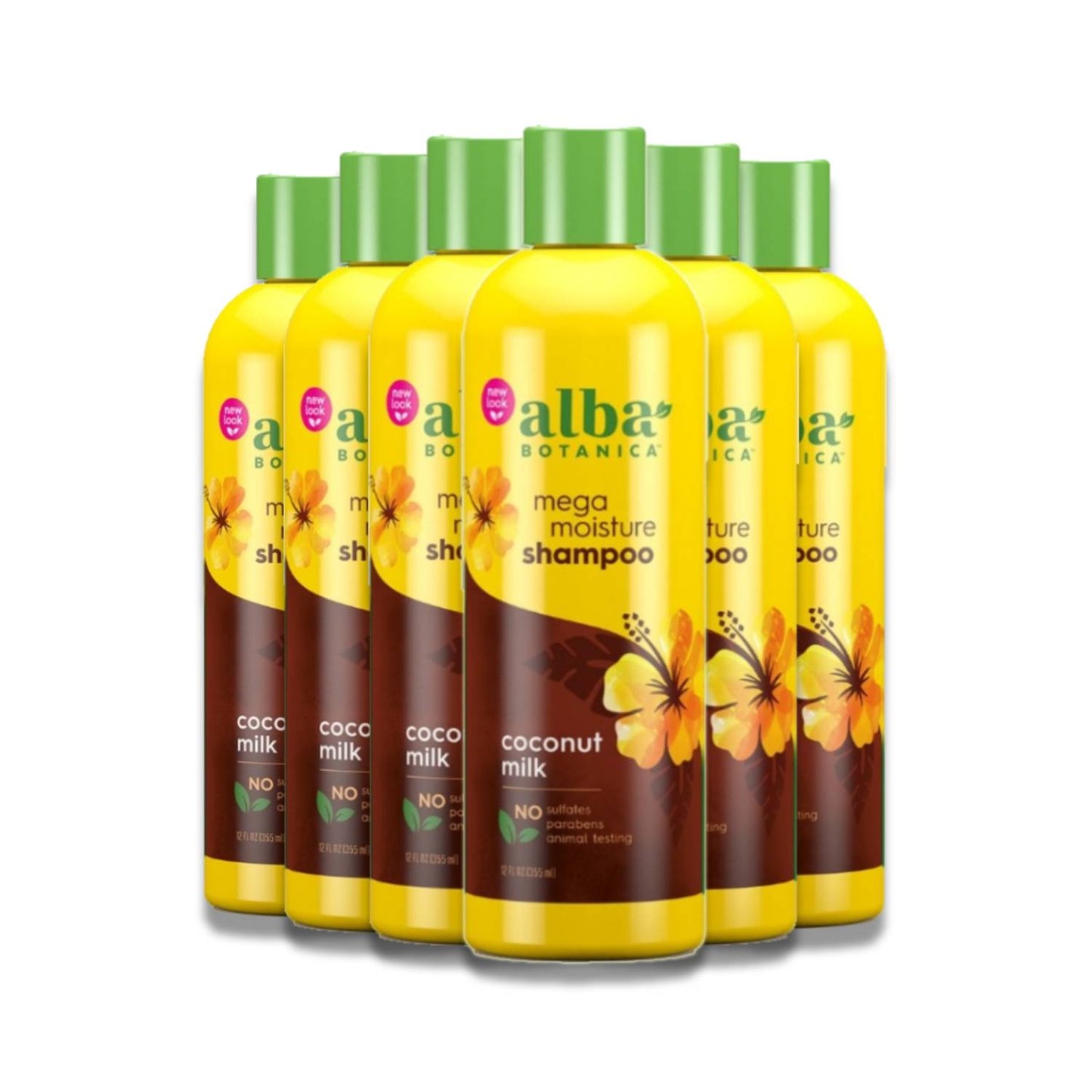 Alba Botanica Hawaiian Shampoo, Coconut Milk, Mega Moisture, 12 Oz - 6 Packs